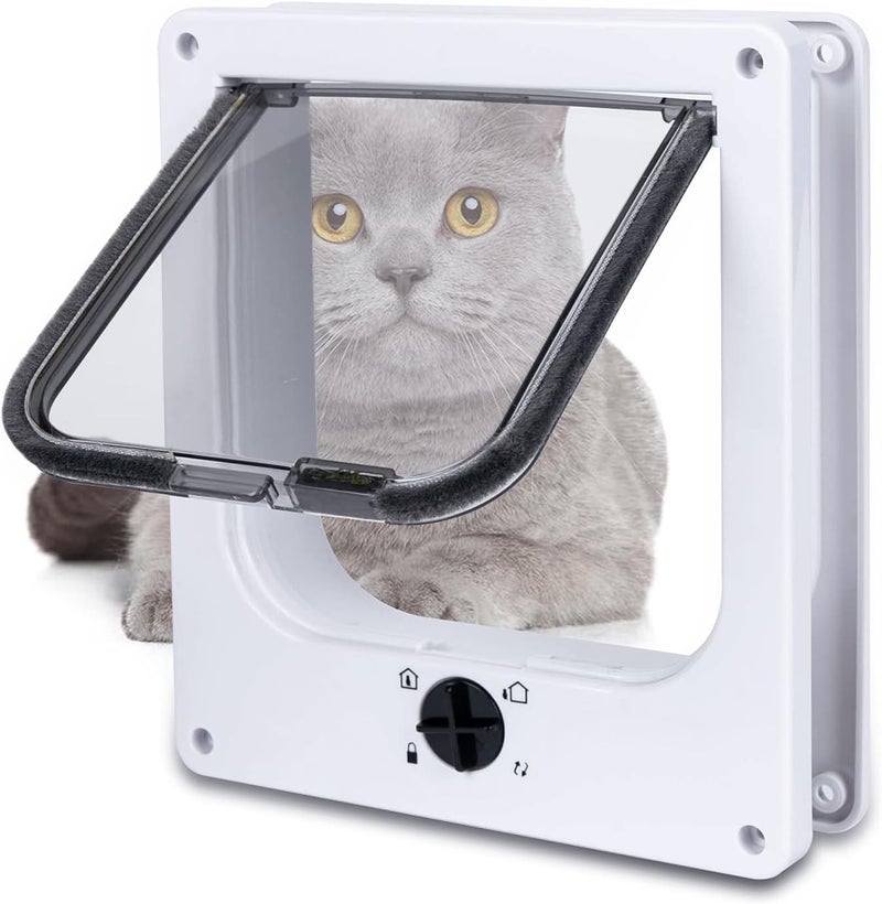 EGETOTA Upgraded Version - Cat Doors Flap (for Cat up to 29.5lb), Magnetic Pet Door with 4 Way Locking for Interior Exterior Doors, Weatherproof Gate, Easy Installation - Image 1